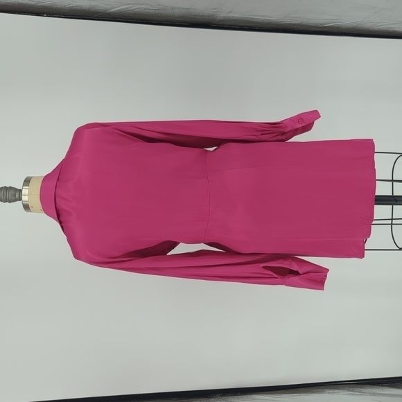 NEW Zara Satin Twist Shirtdress Pink M retro preppy Business casual barbiecore - Picture 2 of 14